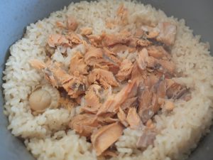 salmon and scallop pilaf