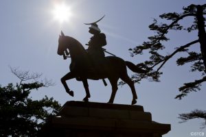 Statue of Date Masamune in the Sendai castle park